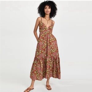 A.L.C. Green and Brown Floral Maxi Dress